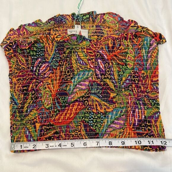 NWT Live 4 truth szS Colorful Leaf Print Two-Piece shorts with tube top set - Picture 13 of 17